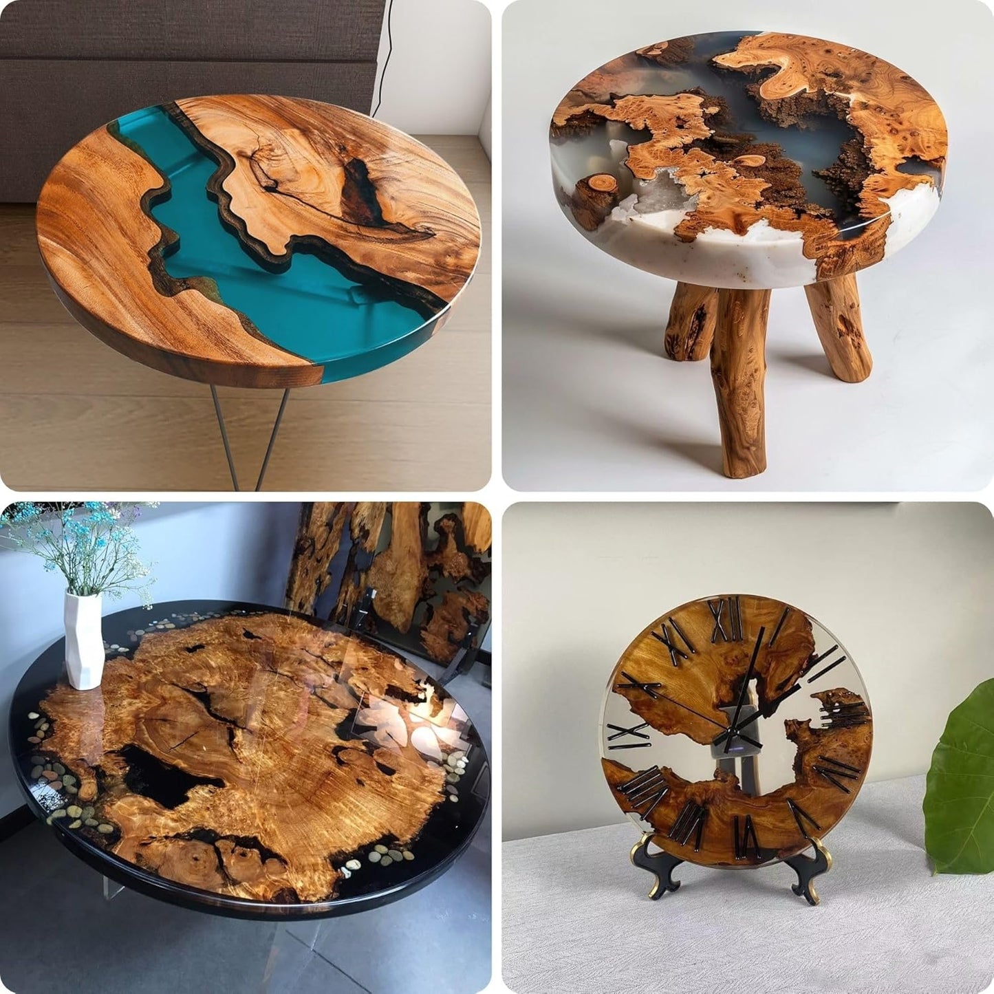 Resin Mold Large Round Deep -Kalinta 36inch Reusable Epoxy Round Molds for Resin Clock, Serving Tray Board, End Table，Floral Preservation Bouquet