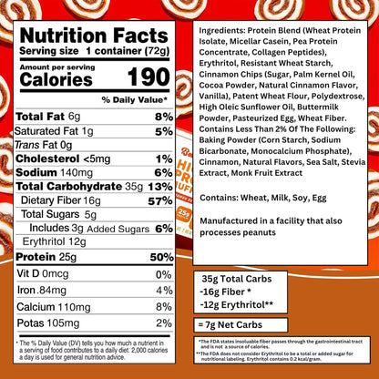 Bootylicious | High-Protein Muffin | 25g Protein, 7g Net Carbs, 2.32-2.75oz Cup, 12-Pack (Cinnamon Bun)