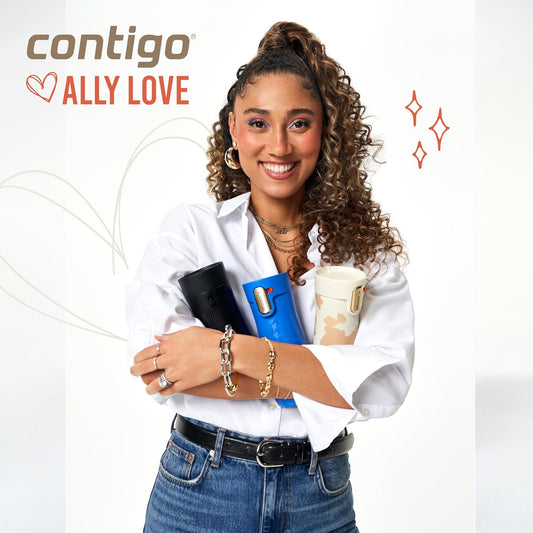 Contigo x Ally Love Stainless Steel Vacuum-Insulated Travel Mug with Autoseal and Easy Clean Lid, Spill-proof, Keeps Drinks cold 24 hrs & hot for 11 hrs, BPA Free, 16oz., West Loop 3.0, Oatmilk