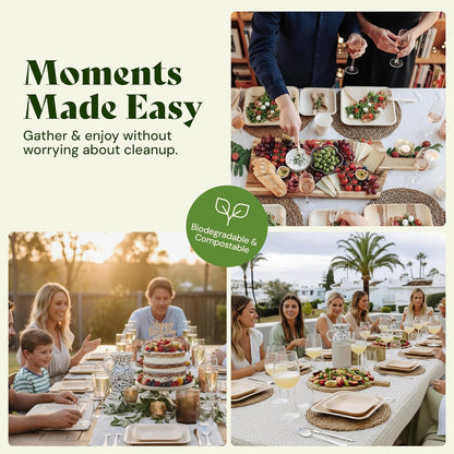 Chic Leaf Palm Leaf Disposable Bamboo Plates - Party Plates for Weddings & Event Appetizers - Biodegradable & Compostable - Party Supplies (9", 20 Pack)