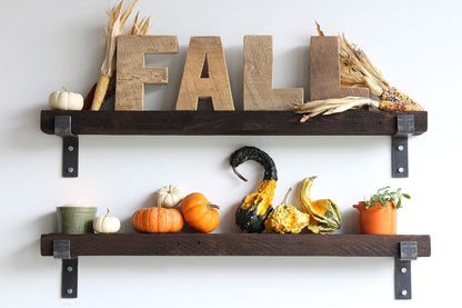 Urban Legacy Accent Shelves | Reclaimed Barn Plank | Set of 2 with Full Brackets (Coffee Bean 40" x 4.5" x 2")