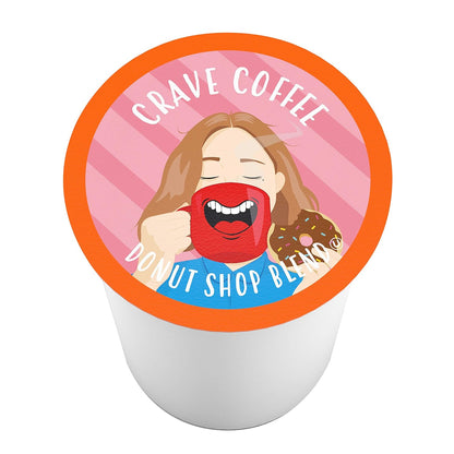 Crave Beverages Donut Shop - Medium Roast Coffee Pods for Keurig K Cup Brewers, 100 Count