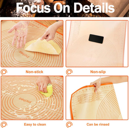 Pastry Mat 36x24 Inch Silicone Baking Mats Perfect for Dough, Pastry, Pie Crust, Fondant, Bread, Cookies, Pasta, Pizza, Kitchen Counter Mat