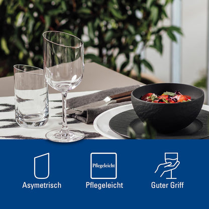 Villeroy & Boch NewMoon Set, 4 Pieces, Elegant, Modern Sloping White Wine, Crystal Glass, Transparent, Dishwasher Safe