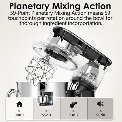 Kitchen in the Box Stand Mixer, 900W 8.5 QT Kitchen Electric Mixer, 10-Speed Large Capacity Tilt-head Food Mixer with Dough Hook, Wire Whip, Flat Beater & Splash Guard (Black)