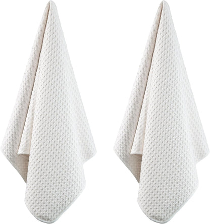 POLYTE Ultra Premium Microfiber Kitchen Dish Hand Towel Waffle Weave, 8 Pack (16x28 in, Off White)