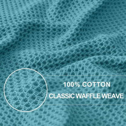 Homaxy 100% Cotton Waffle Weave Kitchen Dish Cloths, Ultra Soft Absorbent Quick Drying Dish Towels, 12 x 12 Inches, 8-Pack, Lake Blue