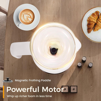 Milk Frother and Steamer, 6 in 1 Milk Steamer and Milk Warmer, 17oz Auto Shut Off Electric Frother with Touch Screen, Hot/Cold Foam Maker for Coffee, Latte, Cappuccino, Hot Chocolate