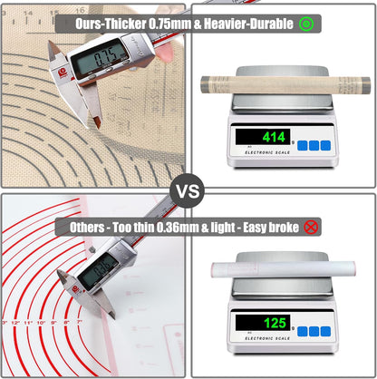 Silicone Pastry Mat 26x34 Inch Nonstick Baking Mat Perfect for Dough Mat, Pastry Board, Kitchen Counter Mat - For Dough, Pastry, Pie Crust, Fondant, Cookies, Bread, Pasta/Pizza, Grey