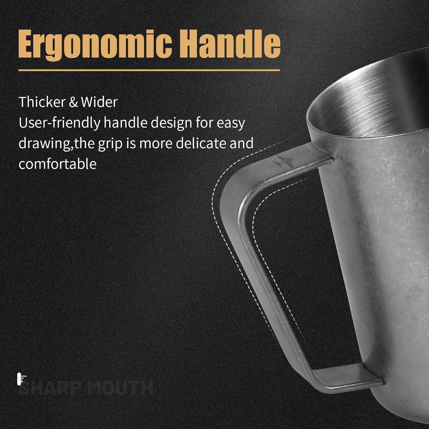 MHW-3BOMBER Milk Frothing Pitcher, 16oz/450ml Milk Frother Cup for Barista, SUS304 Stainless Steel Espresso Steaming Pitchers for Milk/Coffee/Latte Art, P3027SS-OS