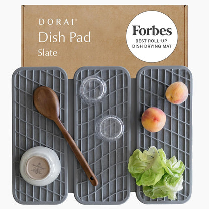 Dorai Home Dish Pad – Quick-Dry Diatomite Stone Drying Mat for Kitchen Counter, 19.9" x 15.2" x 0.52", Slate