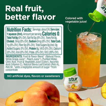 Stur Liquid Water Enhancer | Peach Mango | Sweetened with Stevia | High in Vitamin C & Antioxidants | Sugar Free | Zero Calories | Keto | Vegan | 5 Bottles, Makes 120 Drinks