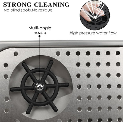 Pitcher Washer, Espresso Washer, Drainage and Drip Tray Stainless Steel Bar Glass Washer is The Sink, and The Cup Spray Washer is The Home Kitchen Hotel Cafe Restaurant (Silvery)