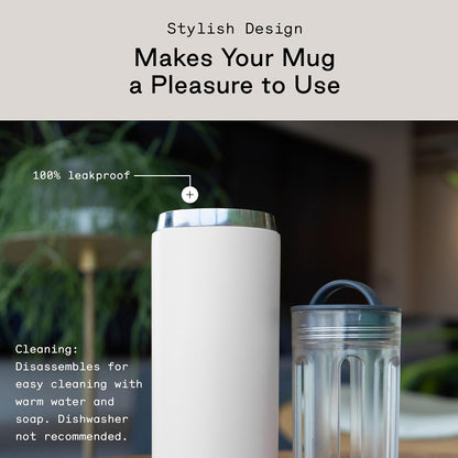 Firebelly Tea, Travel Tea Infuser Mug with Strainer, Insulated Tumbler for Loose Leaf Tea or Coffee, Leakproof Bottle for Hot or Iced Drinks, Stainless Steel Thermos with Lid, Mer