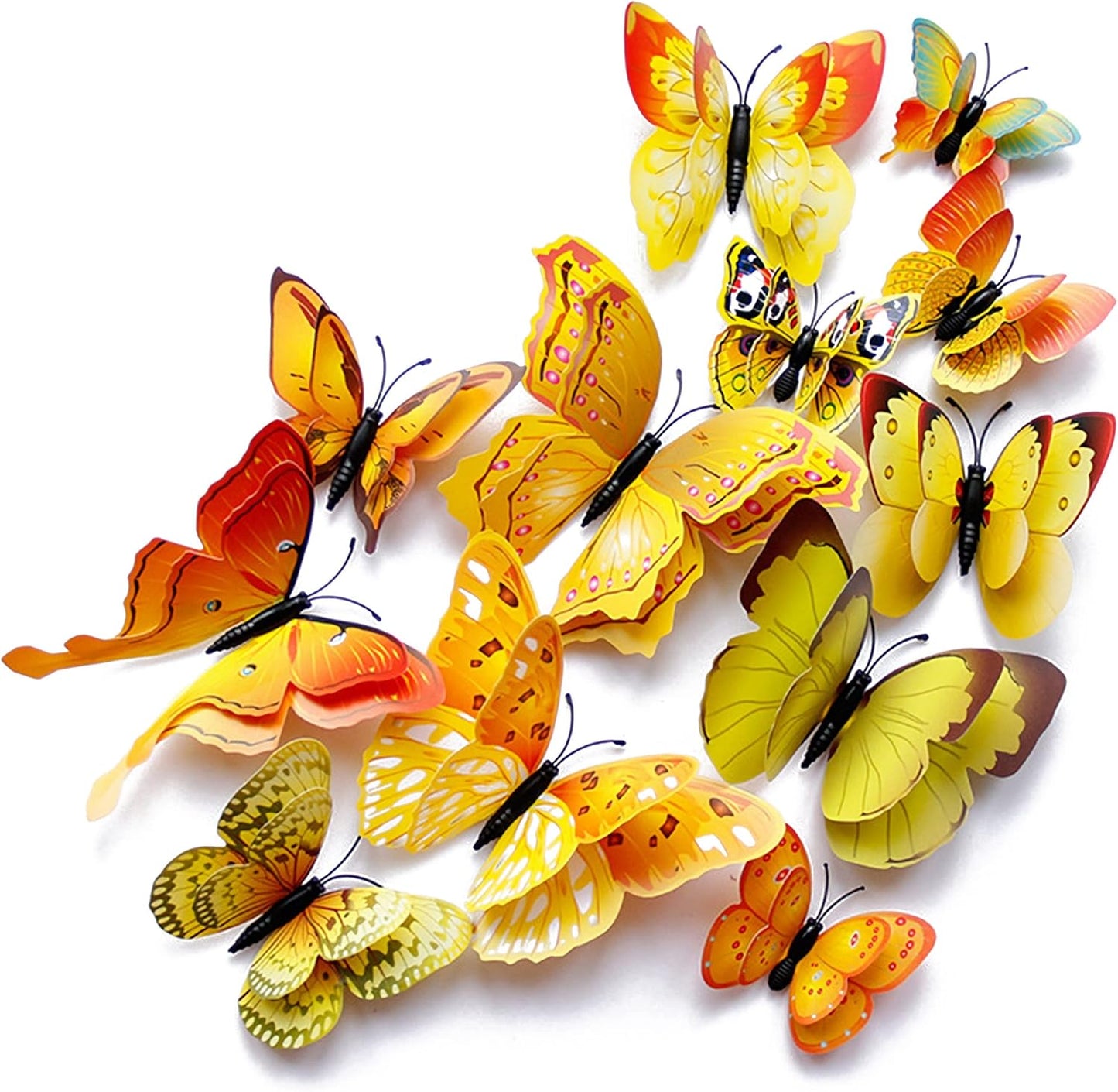 Butterfly Wall Decor 24/48 PCS, 3D Butterflies Stickers for Party Decorations with Magnets(Gold, 24)