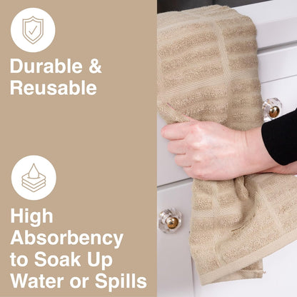 All-Clad Solid Kitchen Towels: Highly Absorbent, Super Soft Long Lasting - 100% Cotton, 17"x30" Tea Towels for Cleaning & Drying Dishes, Pans, Glassware, or Countertops, (2-Pack), Cappuccino