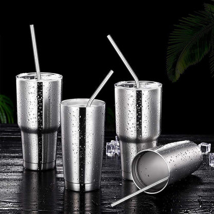 Set of 4 Reusable Metal Straws, 10.5'' Long Stainless Steel Straw with Cleaning Brushes and Case, Drinking for 30 oz and 20 oz Tumblers.