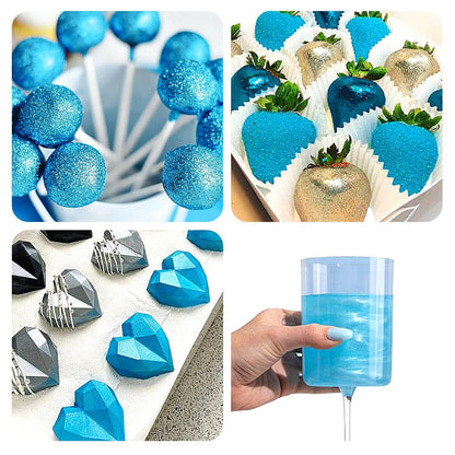 Blue Edible Glitter Spray - 15g Edible Blue Glitter for Cakes Food Grade Metallic Shimmer Powder Cake Spray for Cookie Decorating Chocolate Strawberry