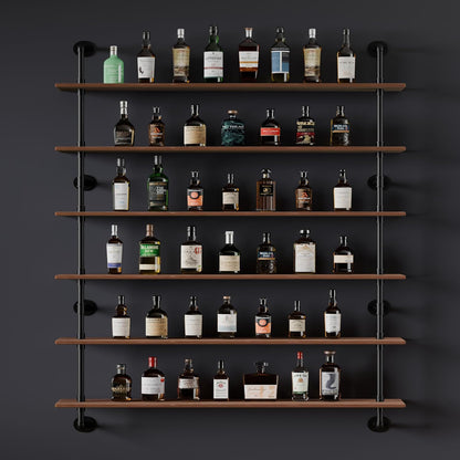 48 InchPipe Bookshelf Floating Shelves for Wall Shelves Bookshelf Industrial Pipe Shelving Shelves Real Wood Planks Rustic Hanging Shelves Farmhouse Kitchen Bar Shelving