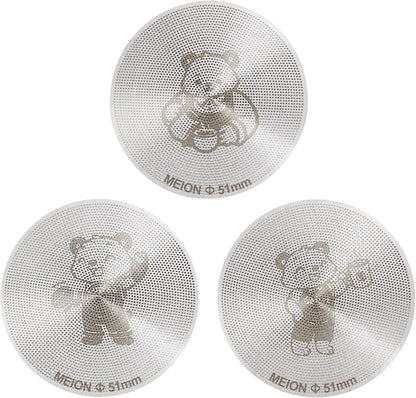 MEION 51mm Espresso Puck Screen-3 Pack 0.2mm Ultra Thin Espresso Puck, Stainless Steel Reusable Coffee Filter, Compatible with Espresso Machine 51mm Portafilter Basket