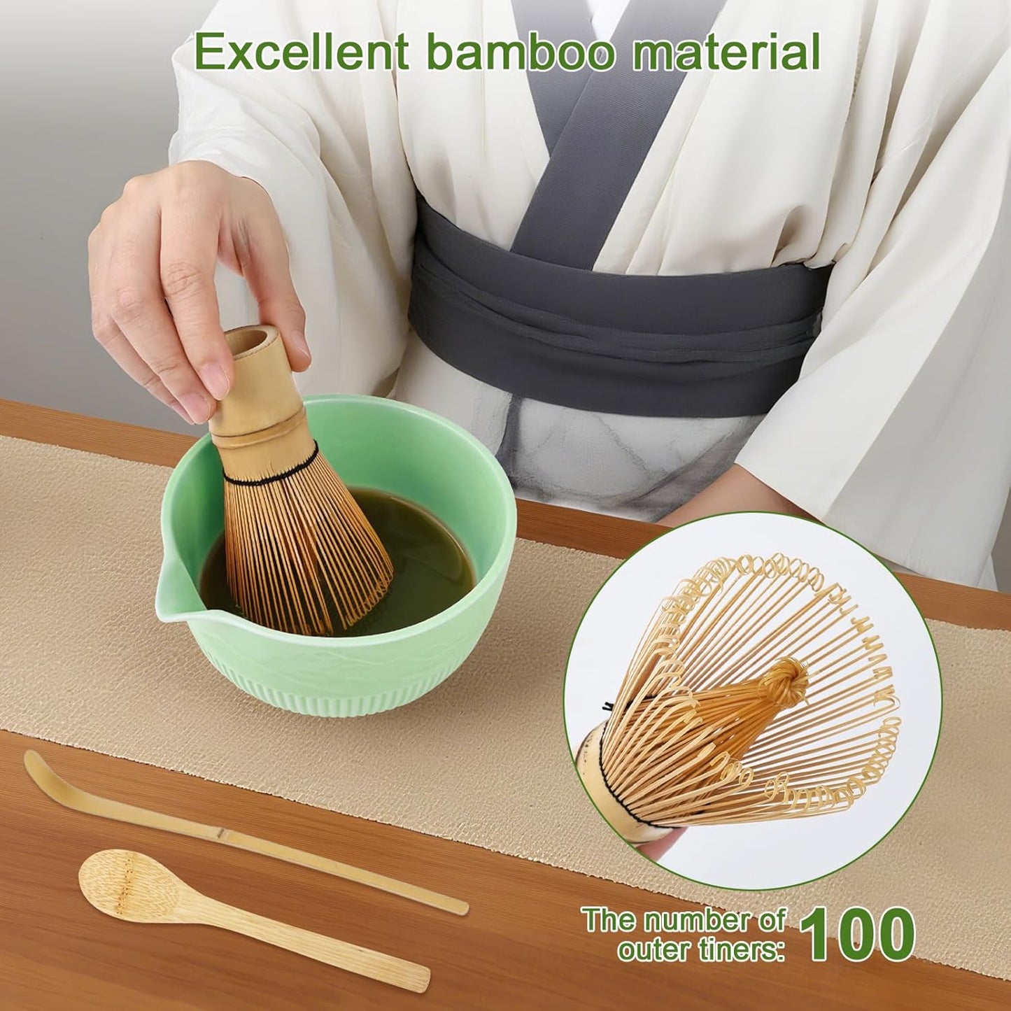 PHILORN Matcha Whisk Set 9Pcs Ceramic Matcha Kit Matcha Bowl with Spout, Whisk, Holder, Bamboo Scoop, Scoop Rest, Sifter and Tea Towe for Matcha Lover and Tea Ceremony (Cyan)