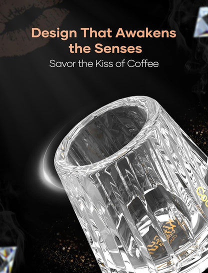 Cocinare Espresso Cups Set of 2, Crystal Clear Espresso Shot Glasses, Ideal Small Demitasse Cups for Pour Over Coffee Maker and Cortado, Essential Coffee Bar Accessories, Gift for Lovers, 1.5 OZ