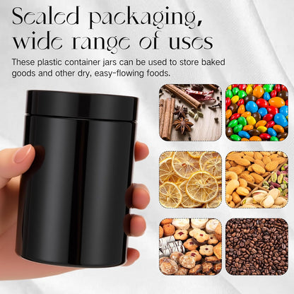Patelai 4 Pieces Round Wide-mouth Leak Proof Plastic Container Jars with Lids for Travel Storage Makeup Beauty Products Face Creams Oils Salves Ointments DIY Making(10 Ounce,Pure Black)
