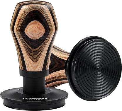 Normcore 53.3mm Coffee Tamper V4, Spring Loaded Tamper with Titanium PVD Coating Ripple Base, Espresso Tamper Fits 54mm Breville Sage Portafilters, Colorful Wood Handle