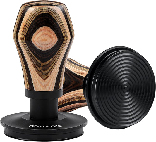 Normcore 53.3mm Coffee Tamper V4, Spring Loaded Tamper with Titanium PVD Coating Ripple Base, Espresso Tamper Fits 54mm Breville Sage Portafilters, Colorful Wood Handle