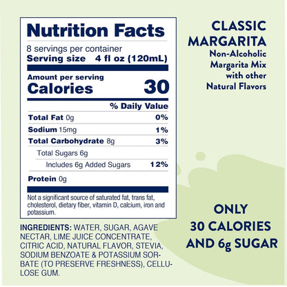 Jordan's Skinny Syrups Sugar Free Syrup, Naturally Sweetened Original Margarita Mix, 32 oz, Low Calorie Flavoring, Protein Shake, Cocktail & More, Gluten Free, Keto Friendly