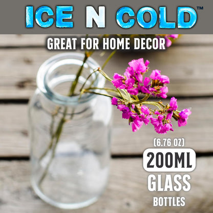 6.76 oz / 200ml Vintage Glass Bottle with Leakproof Clear Lid, Reusable & Eco-Friendly – Ideal for Milk, Juices, Smoothies, Infused Water, BPA-Free Glass Bottle (6-Pack)