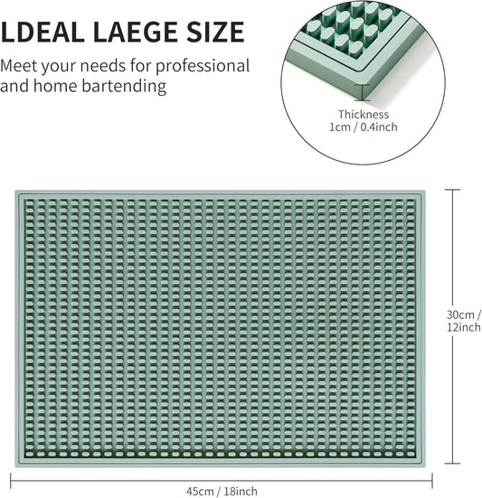 dish drying mat - 18" x 12" Green silicone drying mat , kitchen counter dish drying mats,rubber dish drying mat, Applies to bar mat、coffee mat
