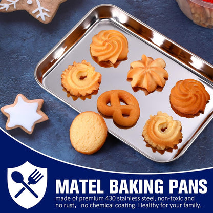 Mimorou 12 Pcs Baking Sheet Stainless Steel Cookie Small Metal Sheet Pans Professional Rectangle Oven Trays Kitchen Baking Cooking Oven and Toaster, Dishwasher Safe