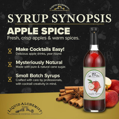 Liquid Alchemist Apple Spice Syrup for Cocktails - Real Ingredients Make our Apple Syrup for Drinks Perfect for a Fall Themed Old Fashioned Mix (25 oz)