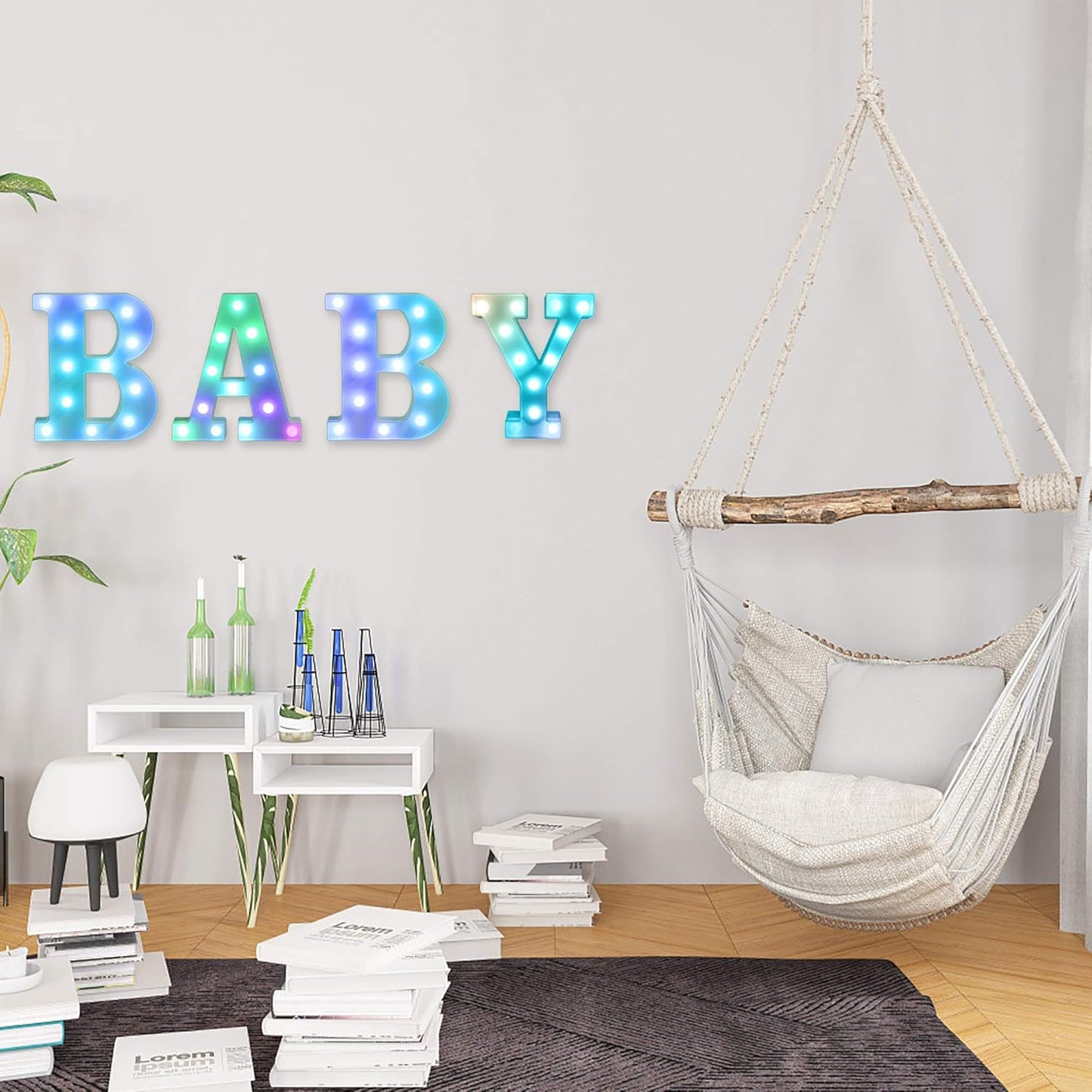 Foaky Colorful LED Letter Lights with Remote,Marquee Light Up Letters Sign for Night Light Wedding/Birthday Party Battery Powered Christmas Lamp Home Bar Decoration(L)