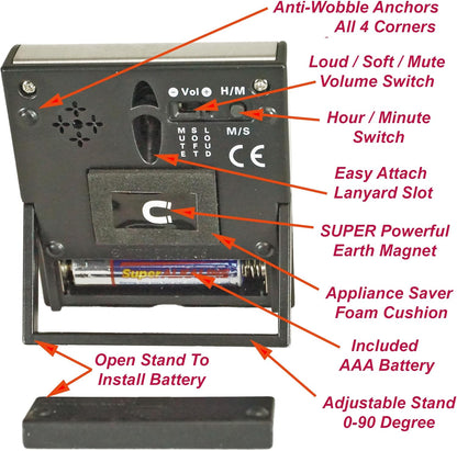 Elegant Digital Kitchen Timer, Stainless Steel Model eT-78, Displays 0-99 Min. or 0-99 Hr., Super Strong Magnet, Volume Switch for Mute/Soft/Loud Alarm, Auto Shut Off, Auto Memory by eTradewinds