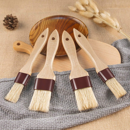 Pastry Brushes for Baking Basting Brush with Boar Bristles and Beech Hardwood Handles Culinary Oil Brush for Barbecue Butter Grill BBQ Sauce Baster Marinade Kitchen Food Cooking Brushes (1/1.5/2/3")