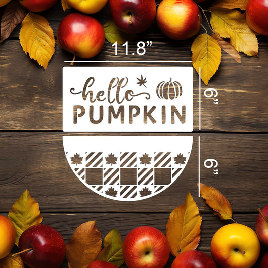 Fall Stencils for Painting on Wood Pumpkin Stencil Fall Leaves Maple Half Round Hello Fall Stencils for Door Mats Porch Hanger Decor