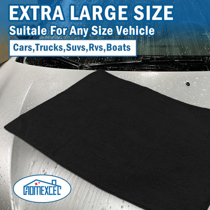 HOMEXCEL Professional Large Microfiber Car Drying Towels 2 Pack, Lint Free, Scratch Free, Highly Absorbent Drying Towel for Cars, SUVs, RVs, Trucks, and Boats,31" x 24", Black