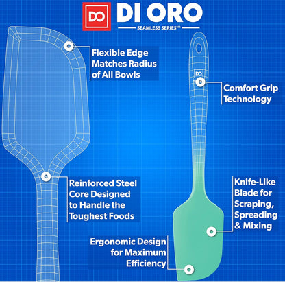 DI ORO Silicone Spatula - 600°F Heat-Resistant Rubber Kitchen Spatula for Baking, Scraping, & Mixing - BPA Free Nonstick Cookware Safe Flexible Utensil for Cooking - Seamless & Dishwasher Safe (Mint)