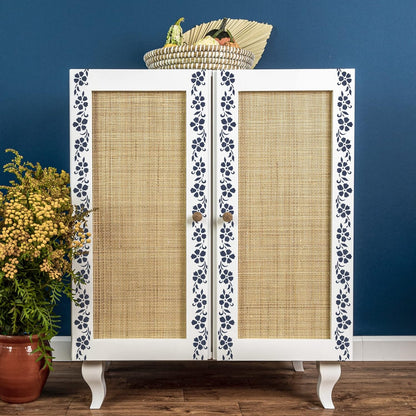 NAKLEO Painting Stencil for Crafts A4 8.3” x 11.8”, Flowers Mini Border Pattern, Reusable Plastic DIY & Scrapbooking Drawing Template, Decoupage Art Home Decor, Wall Wood Fabric Furniture