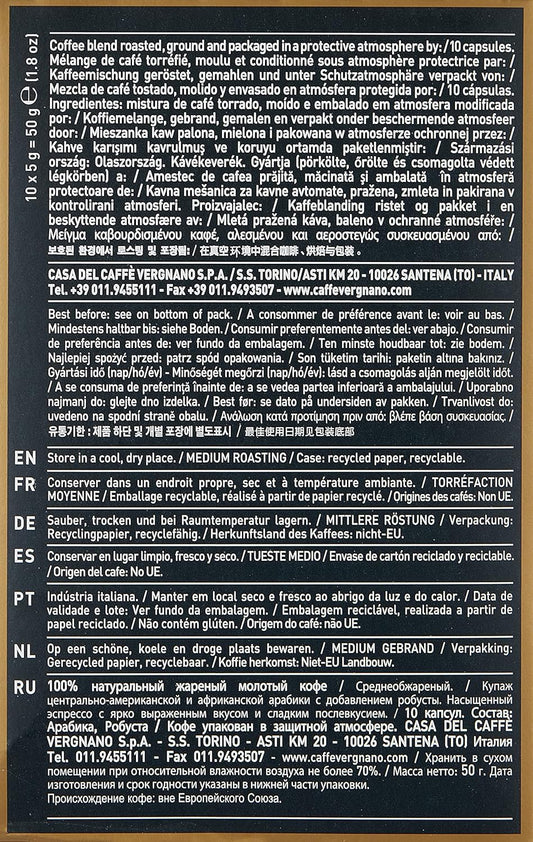 Caffe' Vergnano 1882 120 Count Oro Original Line Machine Compatible, Compostable Expresso Capsules, Arabica Medium Roast Coffee Pods with notes of Vanilla and Milk Chocolate, Intensity 4/10