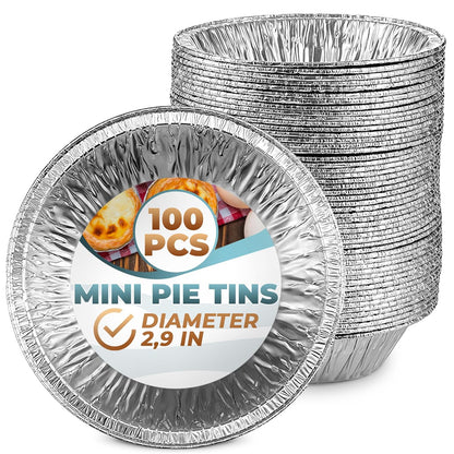 LEGLO 100 Pcs Disposable Egg Tart Tins - 2.9" Aluminum Mini Pie Tins, Quality and Durable Material, Easy to Use and Oven Safe, Moisture and Odor Resistant, Good for Fruit, Pastry, Meat, and Pot Pies