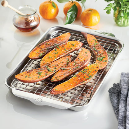 Hestan Provisions OvenBond – 9" x 12.5" Tri-ply Quarter Sheet Pan with Stainless Steel Rack