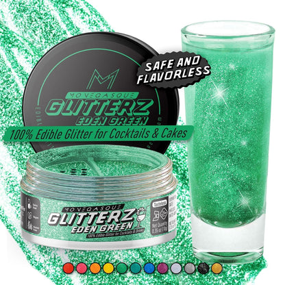 MONÉGASQUE Eden Green Edible Glitter for Drinks 10g – Edible Glitter for Cakes & Cocktails – Food Coloring Spray for Halloween Cake Decorations – Cocktail Drink Shimmer – Green Sprinkles for Cake