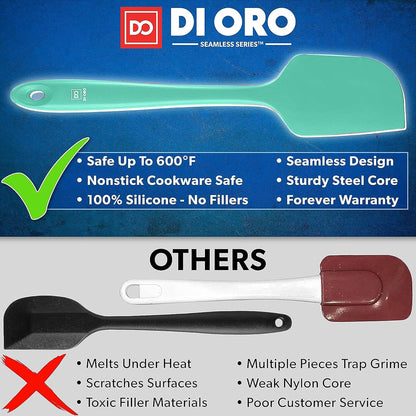 DI ORO Silicone Spatula Set - Rubber Kitchen Spatulas for Baking, Cooking, & Mixing - 600°F Heat-Resistant & BPA Free Silicone Scraper Spatulas for Nonstick Cookware - Dishwasher Safe (4pc, Mint)