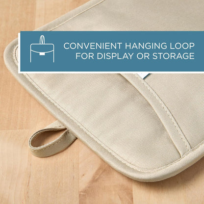 TOWN & COUNTRY BASICS Basketweave Soft Silicone Pot Holder 2-Pack Set, Heat Resistant up to 500F, Flexible Silicone, Non-Slip Grip, Beige, 7.5"x10"