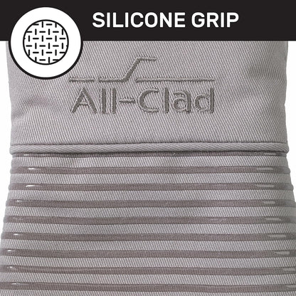 All-Clad Silicone Oven Mitts: Heat Resistant up to 500 Degrees - 100% Cotton & Silicone, 14"x7" Oven Mitt for Kitchen and Barbeque, 2-Pack, Titanium