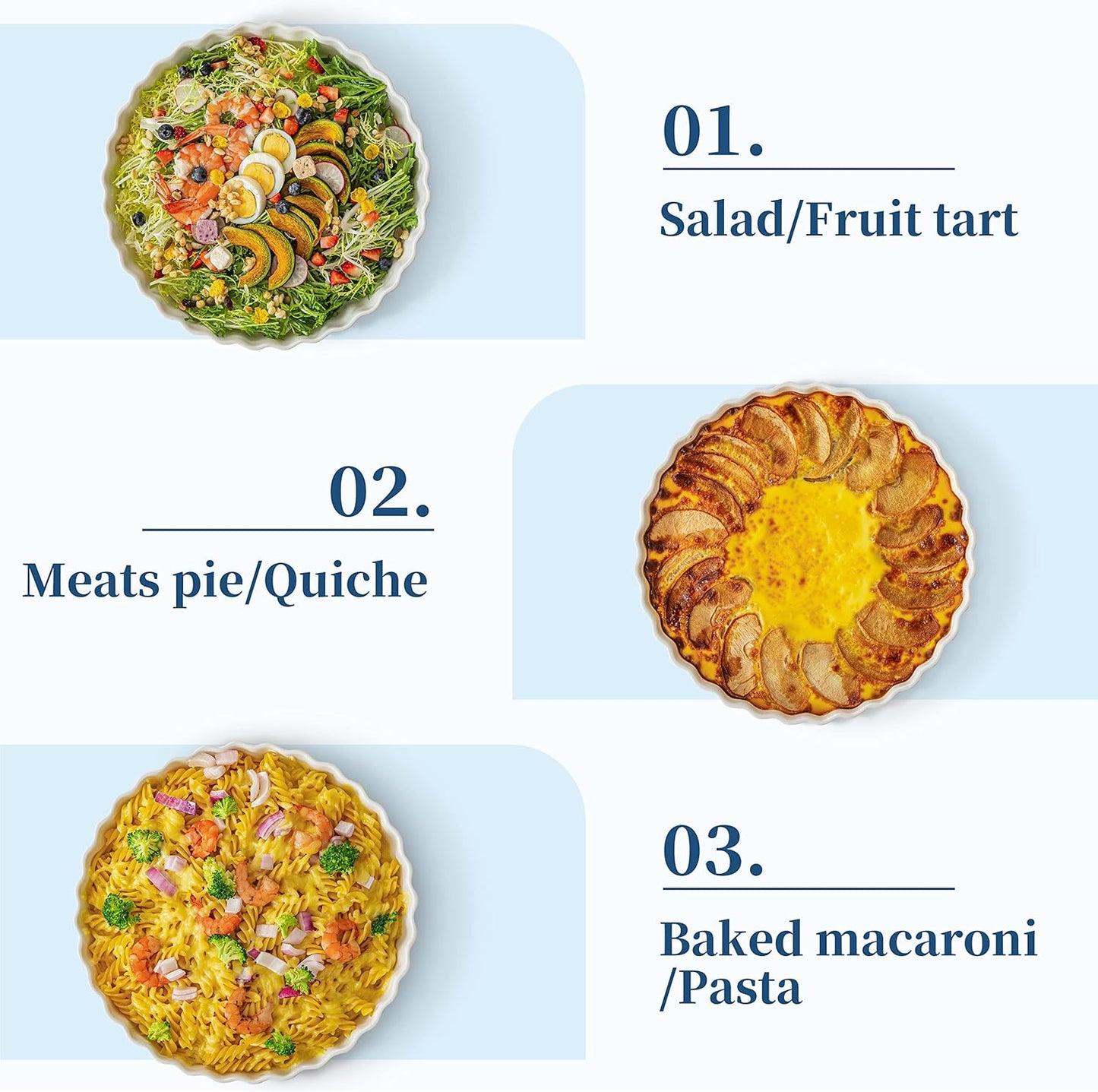 LOVECASA Porcelain Pie Pan Quiche Baking Dish,10 Inch Non-Stick Round Pie Dish Quiche Pan,Tart Pan with Ruffled Edge,Pie Plate for Apple, Quiche, Pot Pies, Tart,Set of 2, White