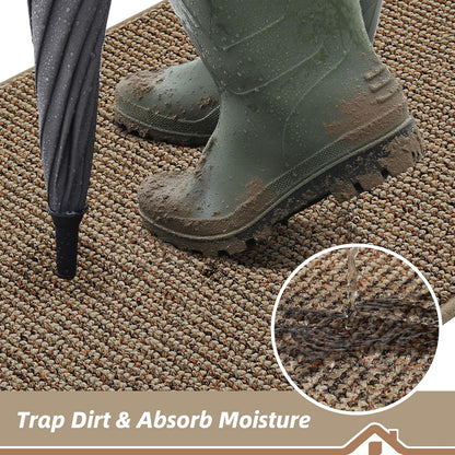 BEQHAUSE Dirt Trapper Door Mat 36" x 60", Non-Slip Washable Doormats Entrance Mat, Dirt Resistant and Absorbent Welcome Mat, Low Profile Floor Mats for Front Back Door and Entryway, Beige